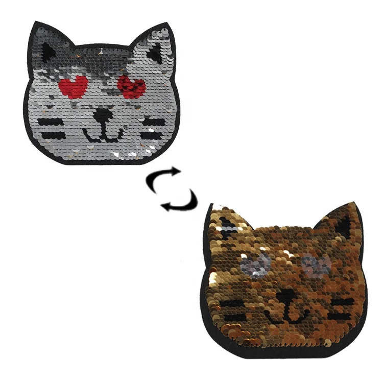 Cheap Double Sided Reversible Sequin Patches with Custom Cartoon Logo