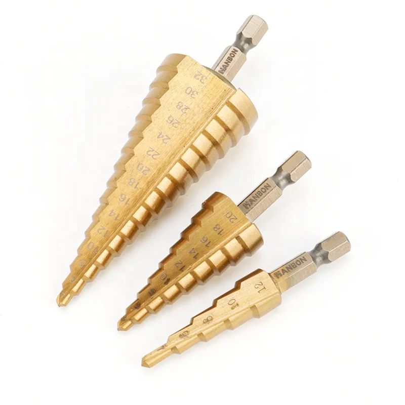 34-12Mm Hexagonal Handle Straight Grooved Step Drill Bits For Sheet Metal Drilling