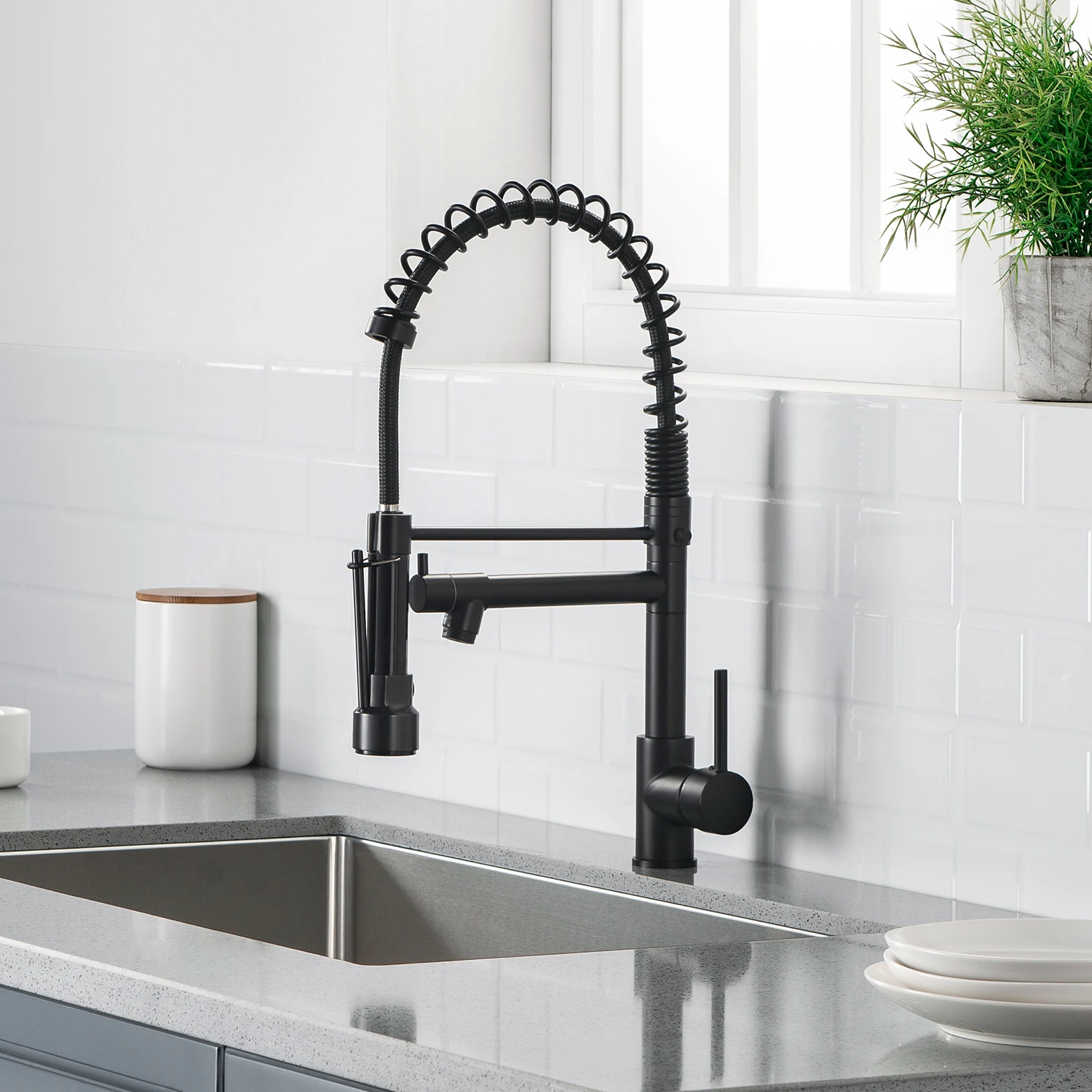 Kitchen Spring Faucets 3 Function Sprayer Cheap Kitchen Taps Black Tap with Pull Down BRASS Modern Faucet