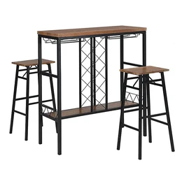 Industrial Modern Kitchen Dining Table Wood High Pub Bar Table and Chairs Sets