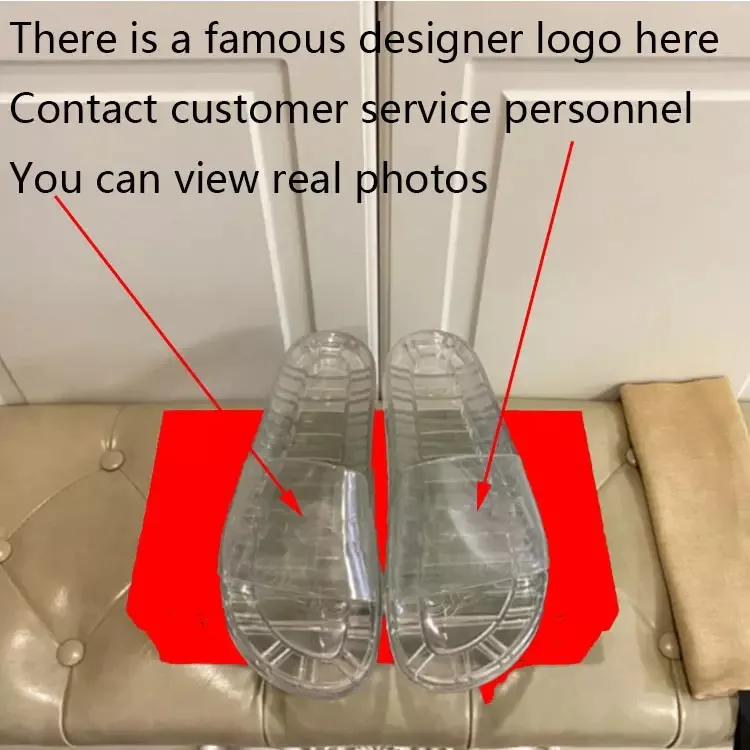 cross-border fashion brand indoor slides for ladiesflat sandals designer transparent crystal jelly slippers