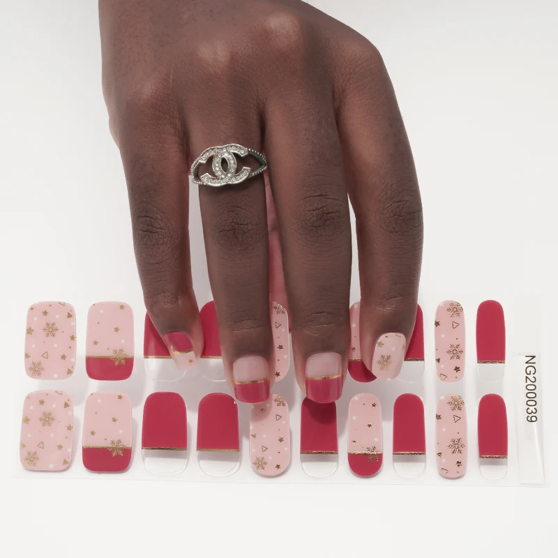 New Arrival Holiday designs Semi-cured Gel Nail Strips Halloween Christmas Valentine New Year Nail Wraps