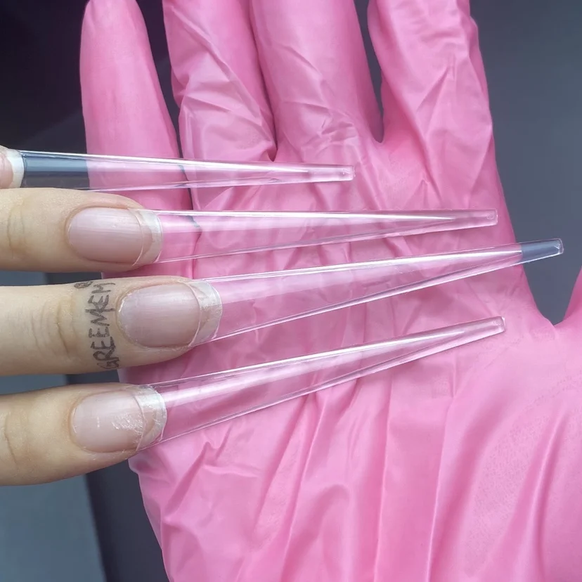 4Xl сверхдлинный острый тонкий наконечник для ногтей прямой Акриловый Прозрачный Искусственный получехол накладной 3XL очень