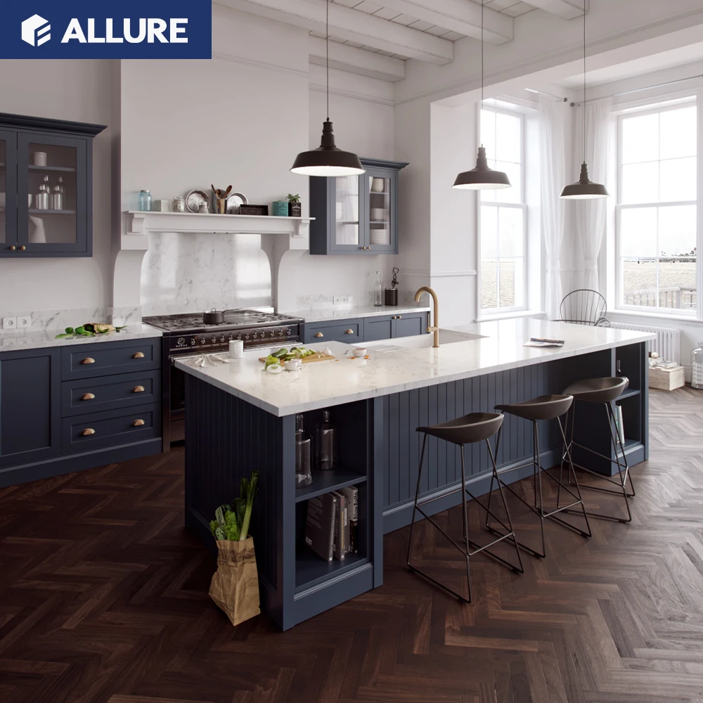 Allure autocad navy blue modern custom house kitchen furniture kitchen cabinet exporters