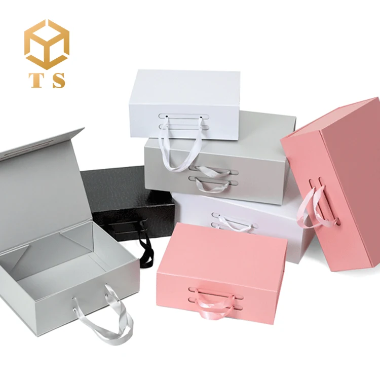 
High grade custom luxury logo printed full color foldable gift box with ribbon 