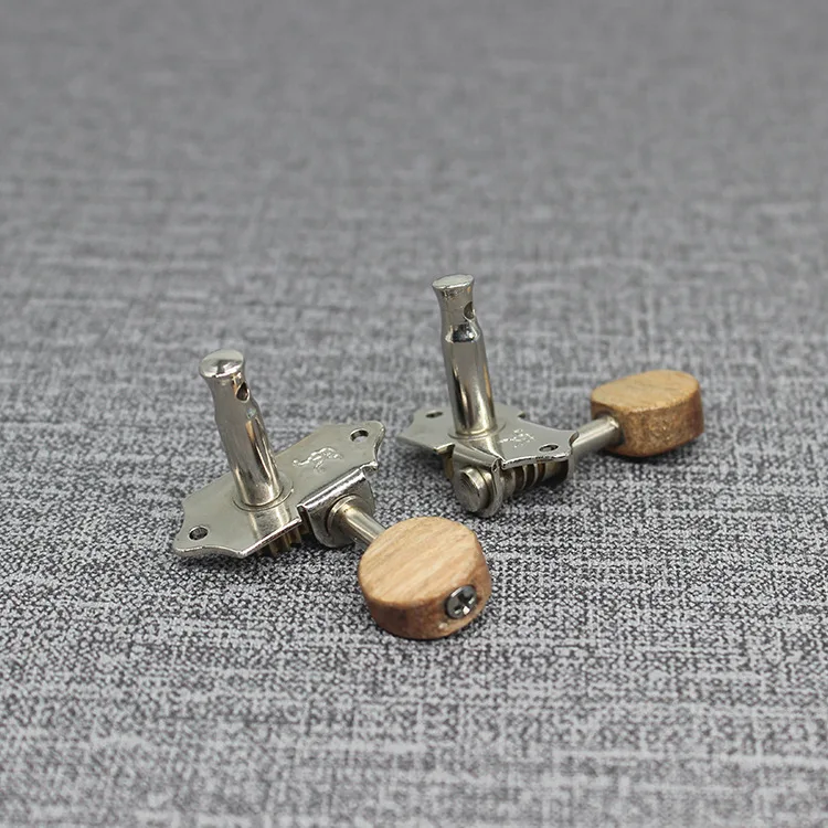 Handmade Silver Color 2R2L Guitar Tuners Keys Tuning Pegs Ukulele Machine Heads with wooden handle for Ukulele 4 String Guitar