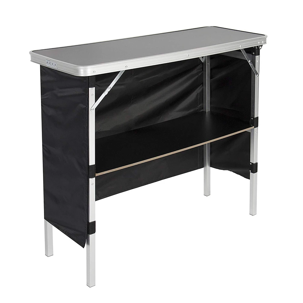 Outdoor portable rectangular foldable bartender drinking bar party table with carrying bag