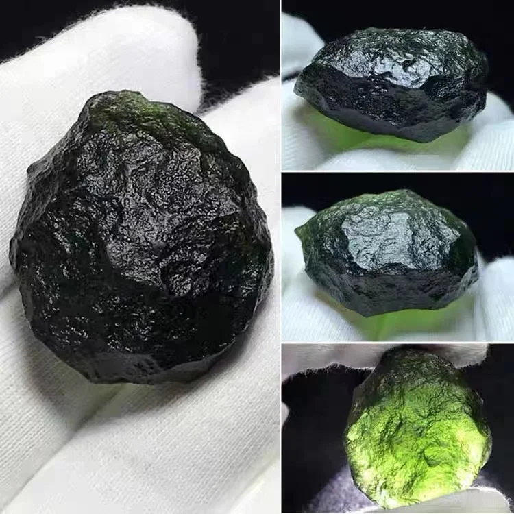 Wholesale bulk gemstone irregular stone crystal moldavite green rough stones for pendant