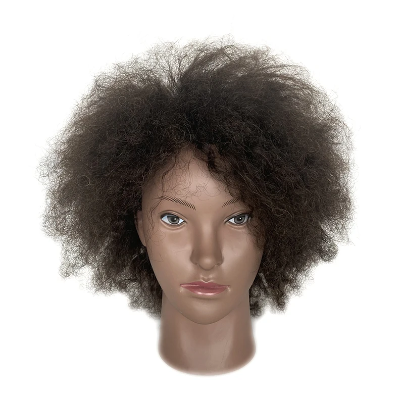Cosmetology Real 100% Human Hair African Training Mannequin Head Afro Head Mannequin Training Heads