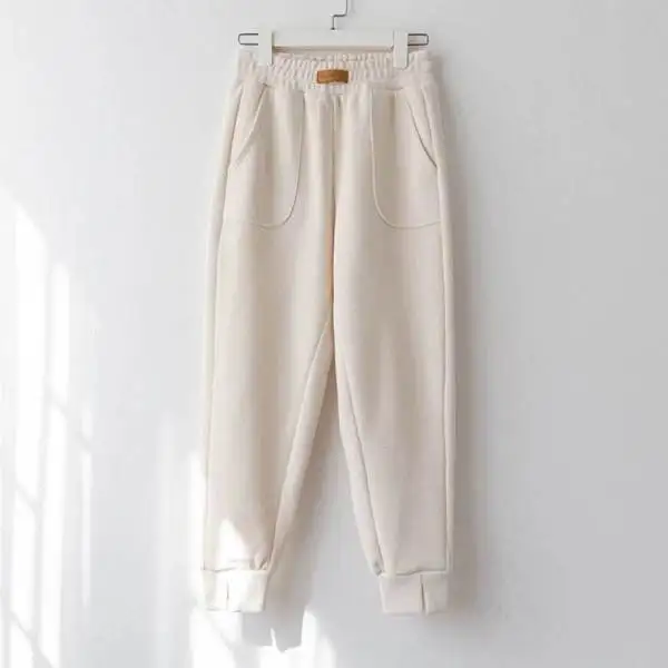 Fall winter new thick plus velvet slimming Joker loose waist toe anti-pilling sports pants