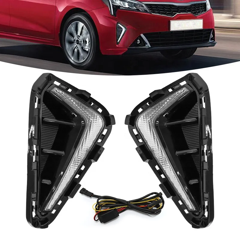 High Quality Auto Parts 12V Front Bumper LED Driving Lamps DRL Daytime Running Light for KIA RIO 2021 With Turn Signal Light