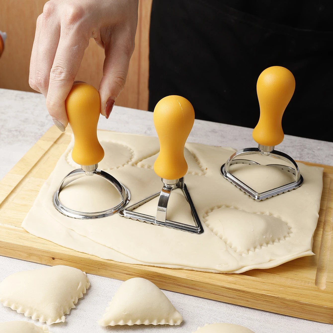 3 pcs stainless steel dumpling mold food grade non stick round triangle heart shape dumpling maker