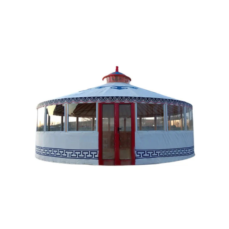 Luxury single slope steel wood frame mongolian yurt waterproof house yurt tent