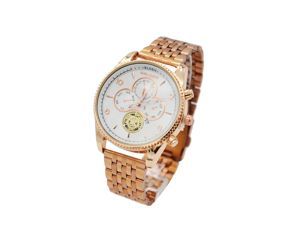 G5812-ST Luxury Jewelry Gold Watches Men Wrist Wholesale Simple Single Calendar Steel Band Business Quartz Watch