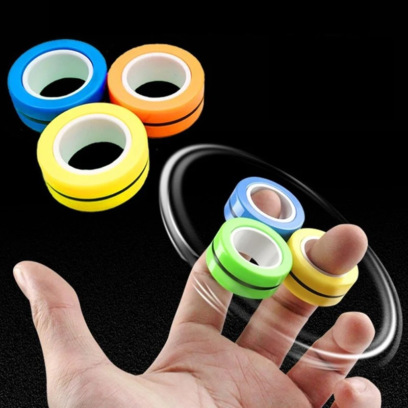 Adult fidget sensory toys anti-stress magnetic rings fidget unzip toy magic Magnets Spinner Rings