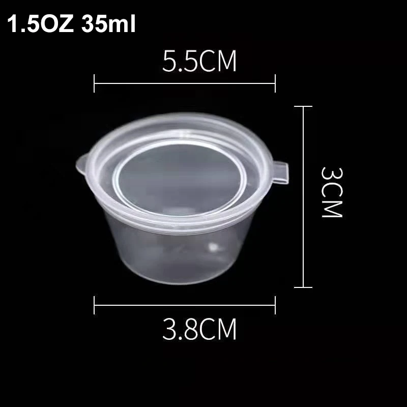 Customized disposable plastic transparent pp 1oz sauce cups with lid with hinged lid food grade 4OZ Sauce Plastic Cup