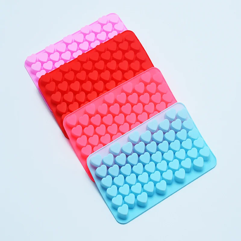 Hot Sale Nonstick Food Grade Silicone 55 Cavity Love Heart Shape Candy Chocolate Fondant Mold