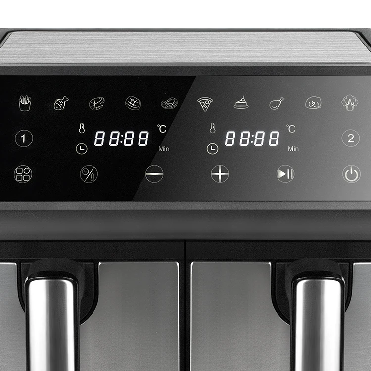 Dual Zone Electric Stainless Steel Air Fryer 8 Liter Cooker 2 Drawers Smart Double Air Fryer 8l Digital Dual Basket Air Fryer