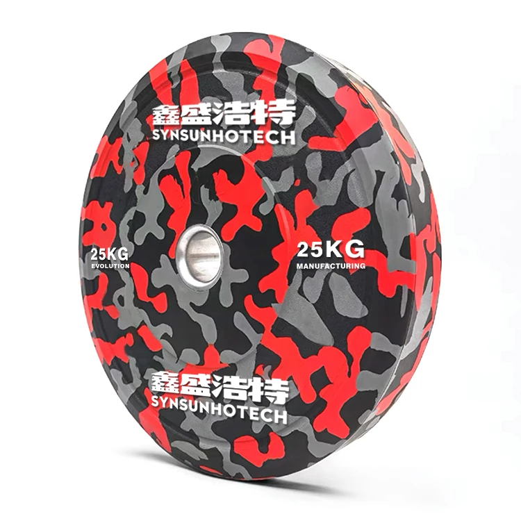 Fleck Commerical Pounds Black Rubber High Temperature Hi Tech Colored Fitness Gym Camo Bumper Weight Plates