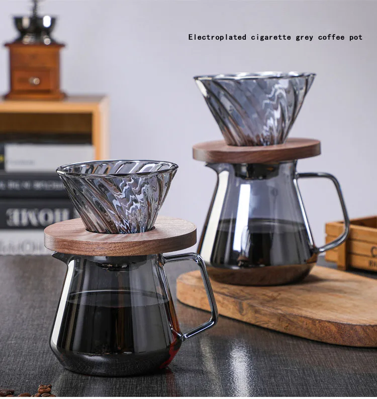 Pour Over Coffee Maker Pot Glass Coffee Decanter 300ml / 500ml Grey Glass Coffee Server