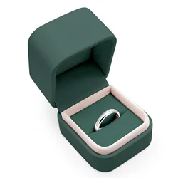 Роскошная темно-зеленая коробка из искусственной кожи с откидной крышкой для ювелирных изделий коробка для свадебных колец