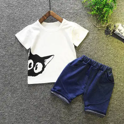 2019 summer new Korean short-sleeved two-piece children cartoon dinosaur Kids suit Infant Boys kids wear baby boy clothes