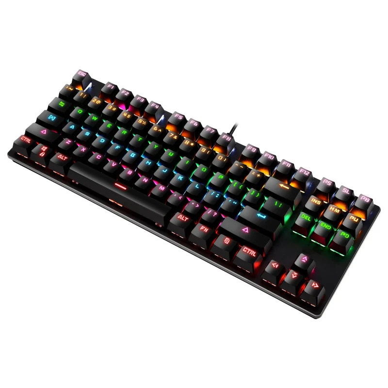 7-color RGB Gaming Mechanical Keyboard 87 Keys narrow edge design  Laptop USB Connection CNC Keyboard