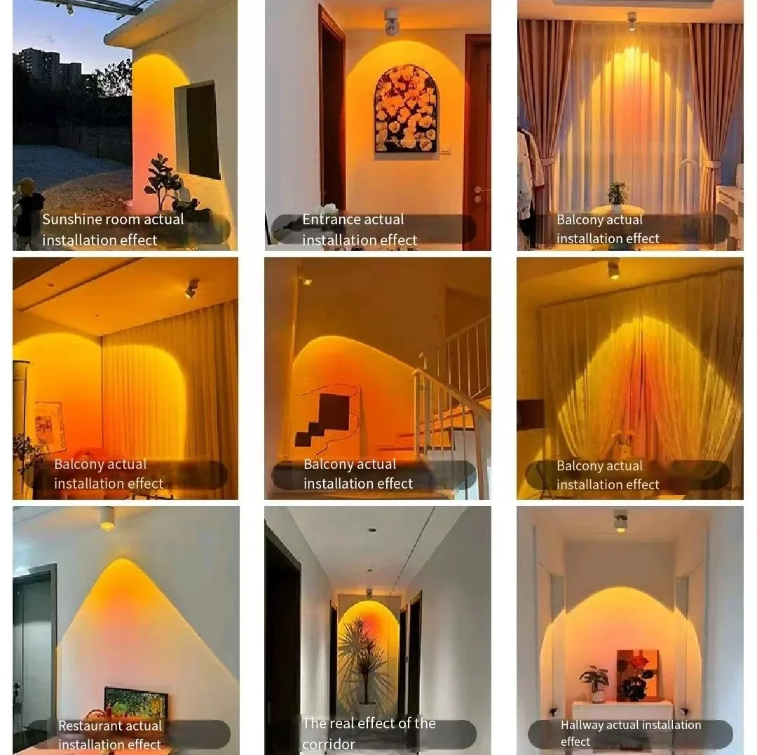 Spotlight Sunset Wall Projector Round Light Led Surface Mounted Ceiling Lamp Adjustable Cob Downlight