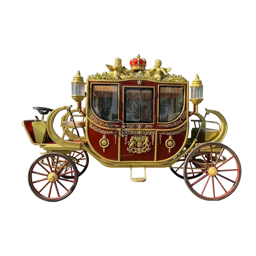 Royal Horse Carriage Cinderella Golden Carts Custom Victorian Design Sightseeing/Wedding Decorations
