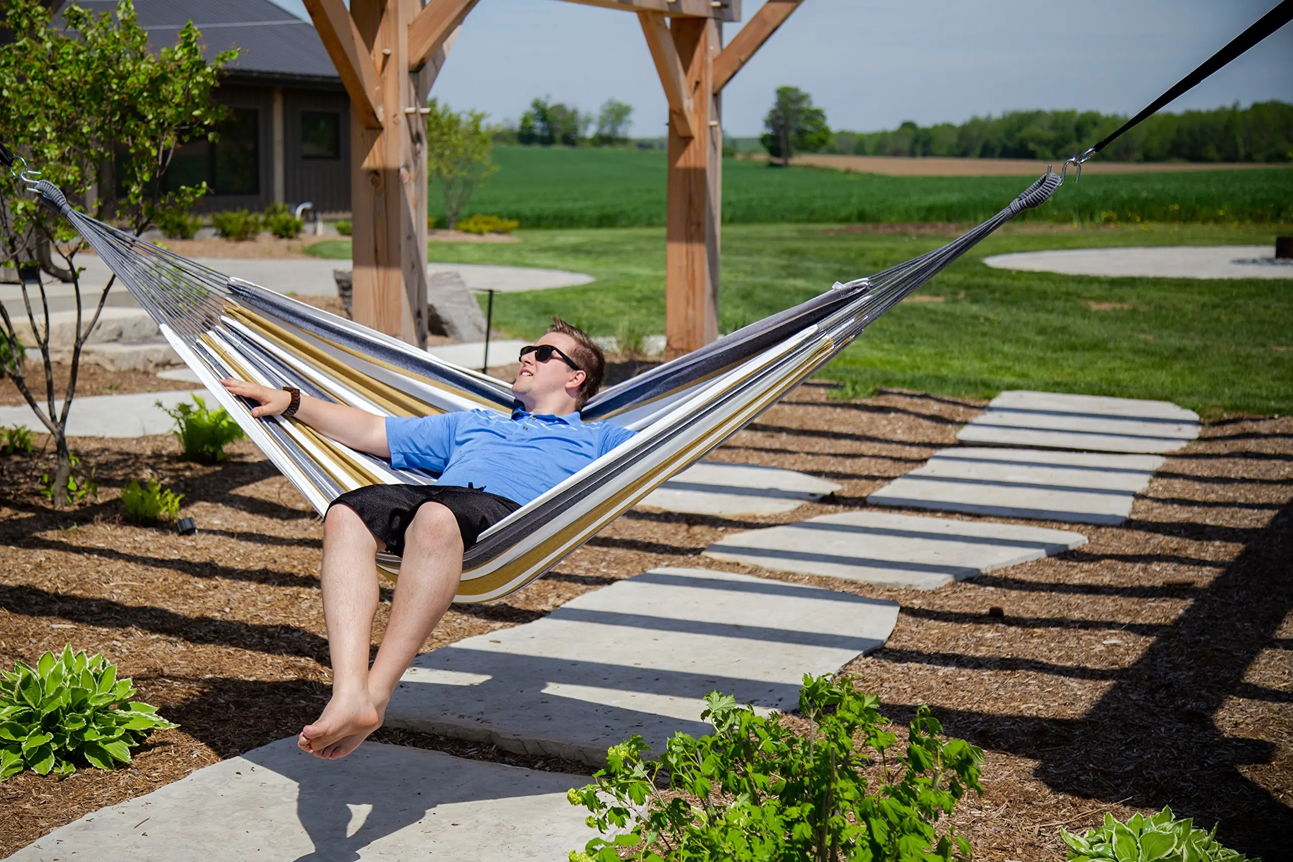 Factory Direct Cheap Garden Cotton Portable Hammock, Comfortable Fabric Hammock, Holds up to 660 lbs, Great for Camping, Outdoor