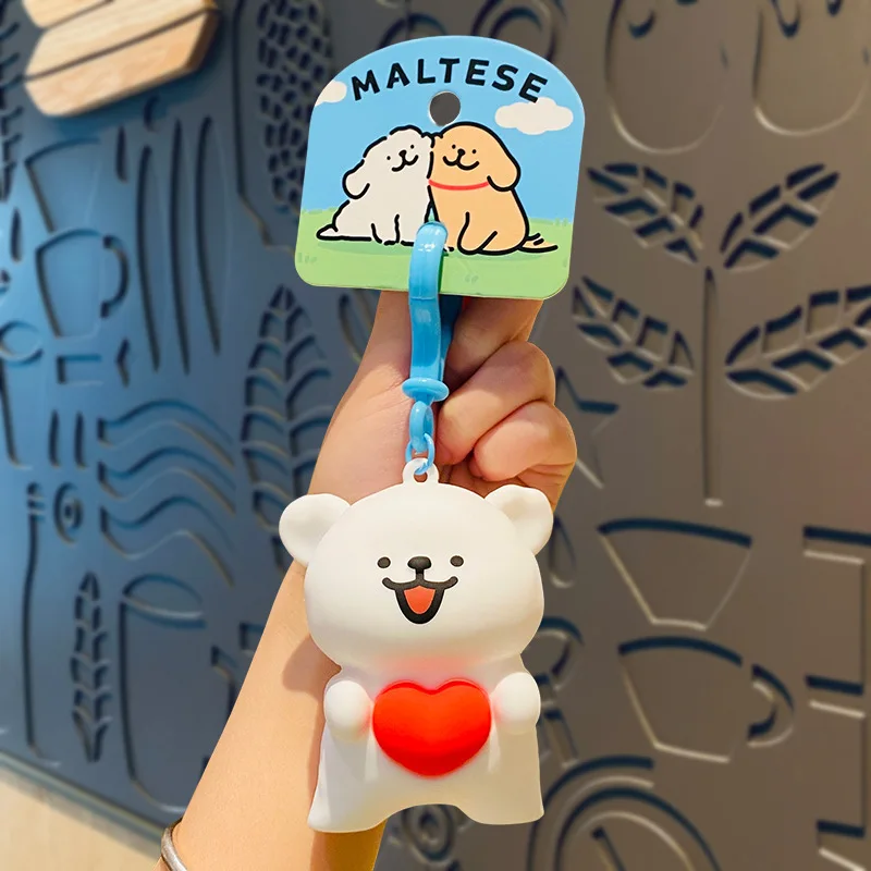 Lilangda Creative Decompression Cartoon Doll Pinching Joyful Book Bag Pendant Small Gift Silicone Heart Line Dog Keychain