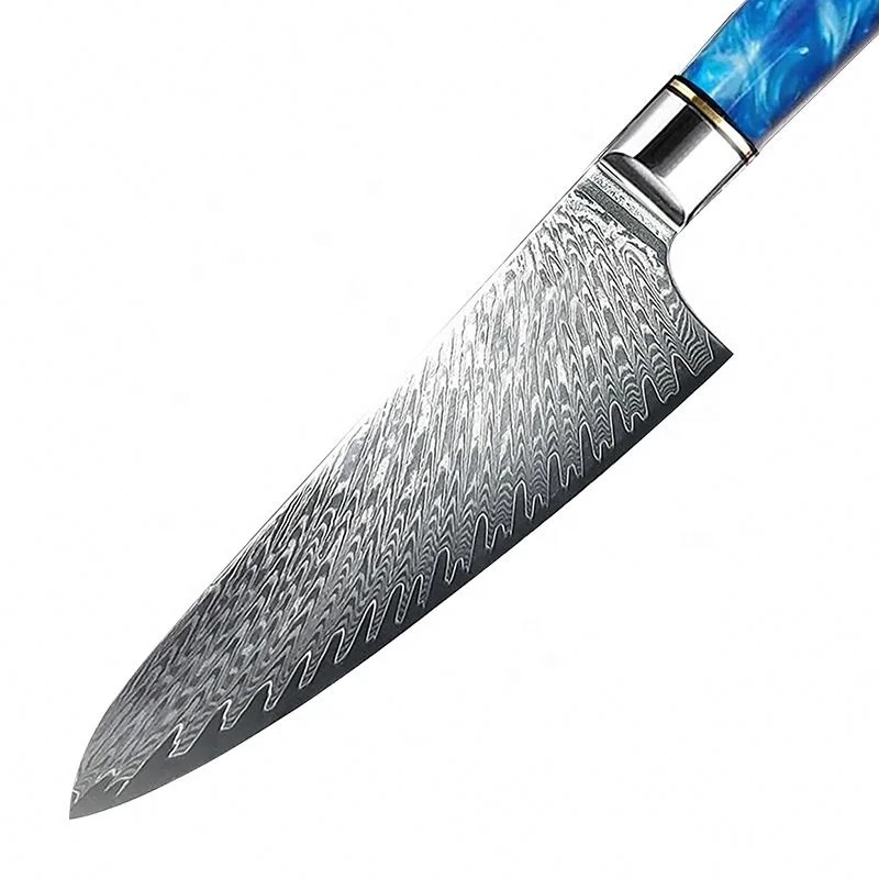 High Quality Japanese Vg10 Damascus Chef Knife Customizable Resin Handle Chefs Knife damascus kitchen knife