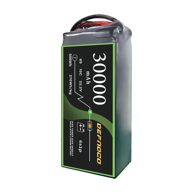 30000 мАч DEFNOCO OEM большой емкости 666WH 6S1P полутвердотельный литий-ионный аккумулятор для дрона FPV UAV