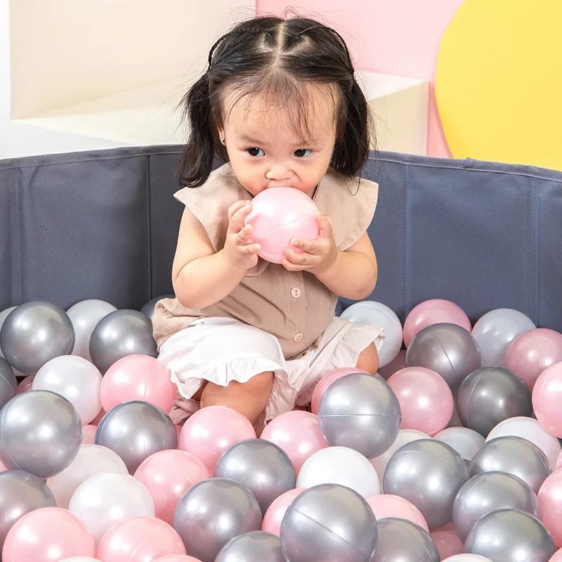 6cm 7cm 8cm Light Colorful Pearl White Gold Blue Plastic Ball for Soft Play Kids Ball Pool