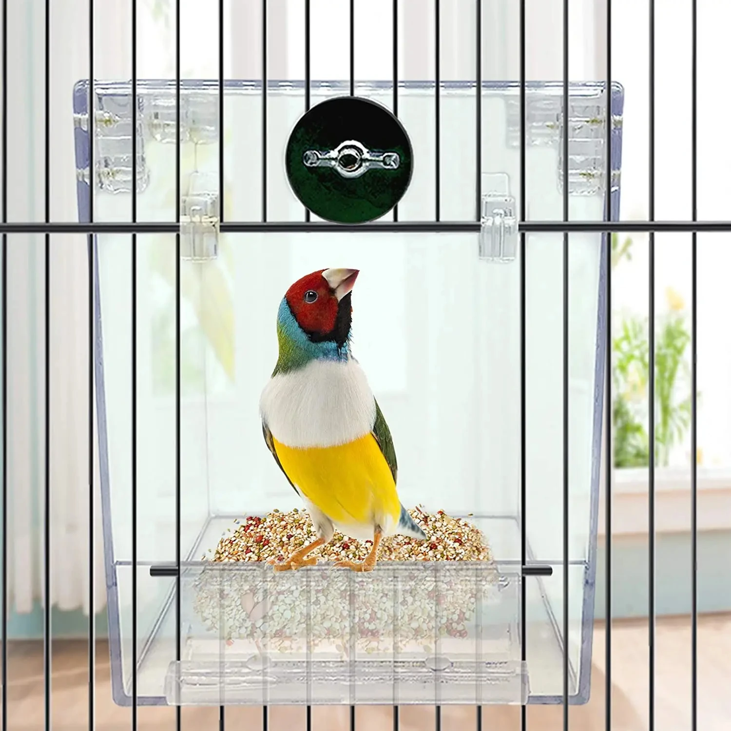 Acrylic Transparent Parrot Decoration Bird Cage Home Decor Raised Pet Bird Feeder Custom Size Logo Transparent Bird Cage