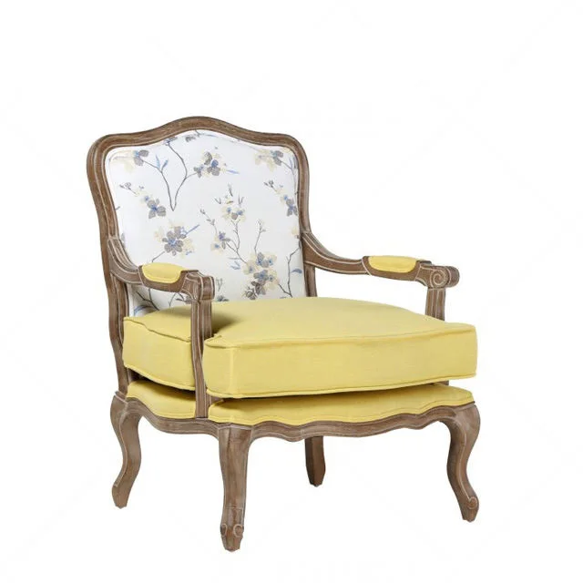 Factory Supply Attractive Price Wedding Living Room Furniture Upholstered Solid Wood Oak Fabric Leg Gardening Armchair