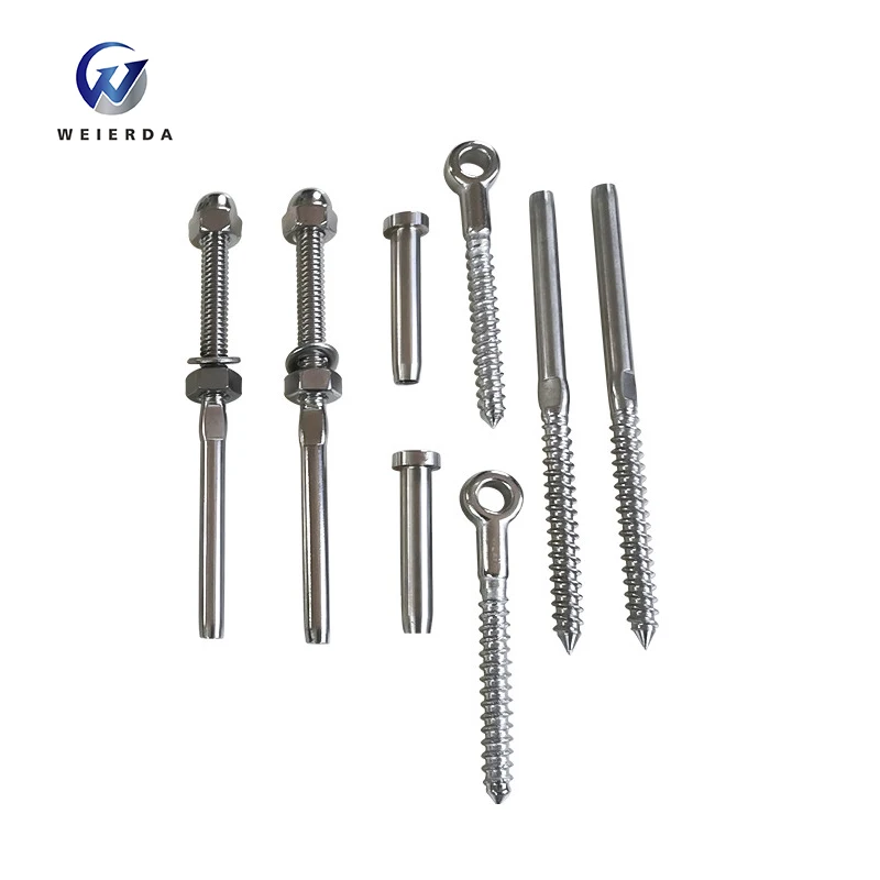 T316 Stainless Steel Marine Grade Cable Railing Swage Threaded Stud Tension End Fitting Terminal