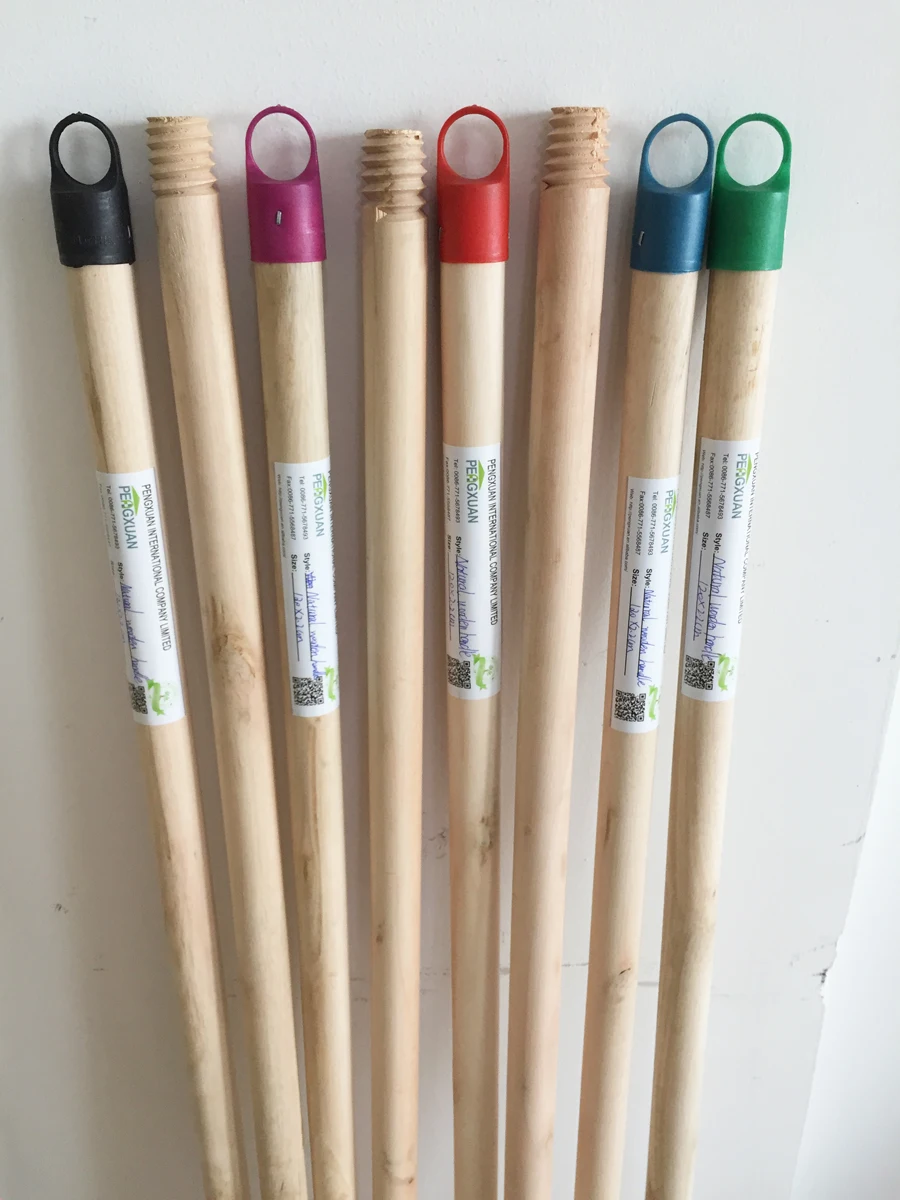 Manufacture Machine Making Cleaning Tools Products Natural PVC Coated Broom Wood Stick Handle For Mop Brush Shovel