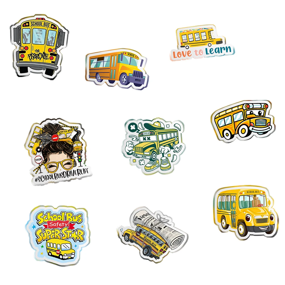 School bus Cartoon  Flat back transparent acrylic Accessories  for Charms keychain home decoration 50pcs/lot clear acrylic