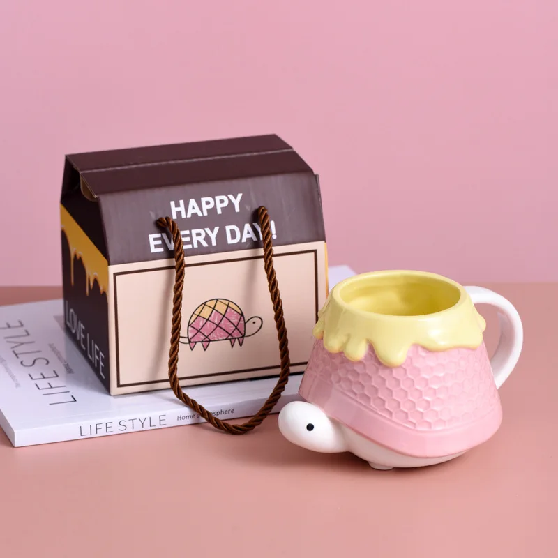 Creative turtle shaped ceramic birthday gift cup novelty mugs