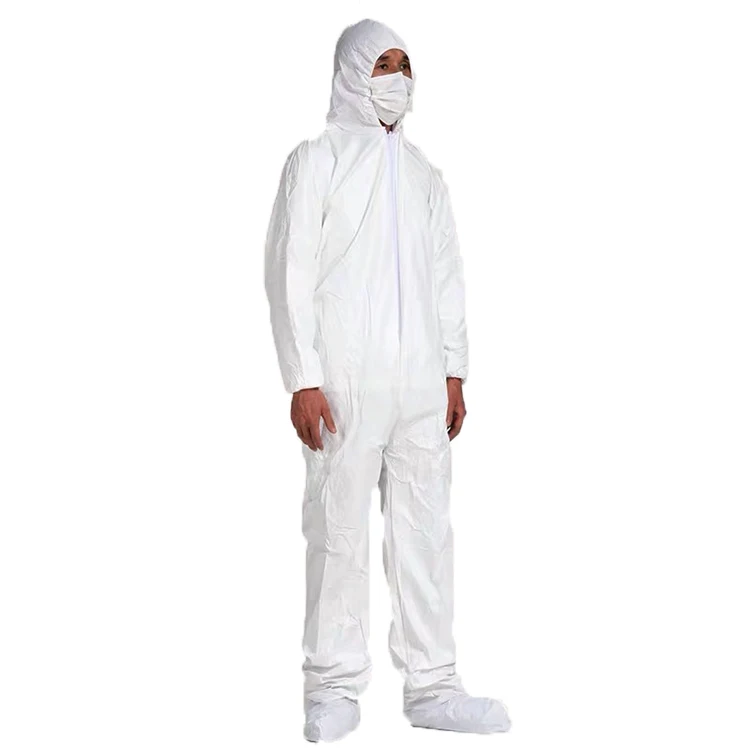 Type 5/6B Disposable 55g Microporous Waterproof Chemical Coverall with boot cover