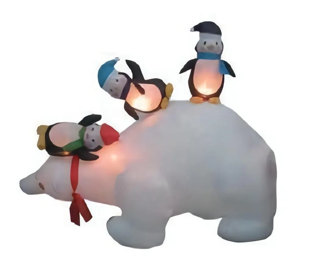 Ourwarm Floating Led Polar Bear Holiday Stable Ornament Blow Ups Custom Outdoor Inflatable with Penguin