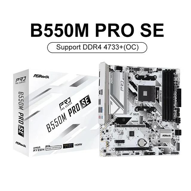 A scrock B550M Pro SE новая материнская плата B550 AMD PRO565 разъем AM4 DDR4 128 ГБ PCI-E 4 0 М. 2 SATA III 4733 +(OC)MHz USB 3 компьютер