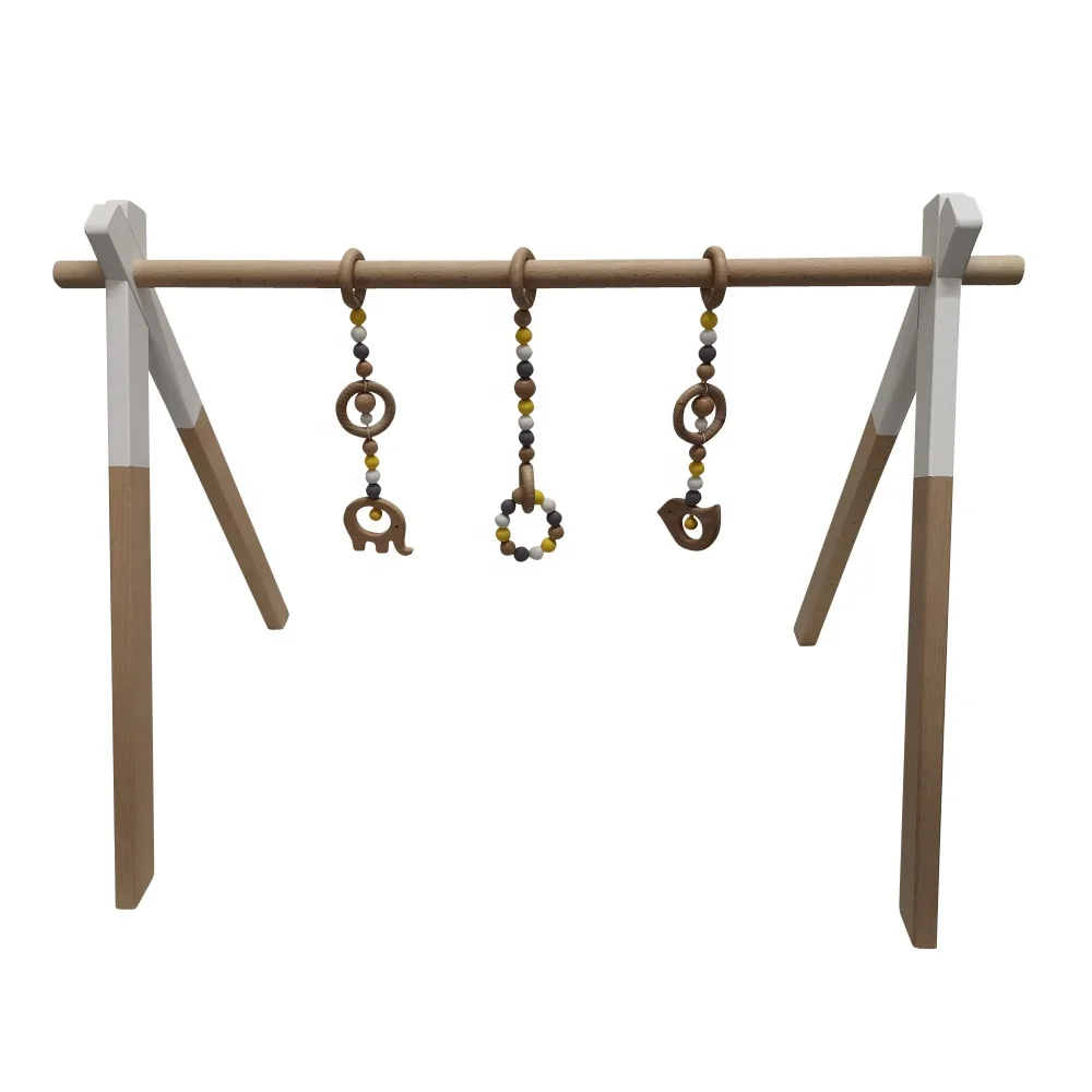 Wholesales Natural Activity Wooden Baby Gym toys Funny indoor baby play mat gym Wood Play Gym Frame without hanging toys