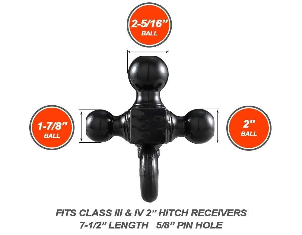 Wholesale Car Accessories 3 Balls Trailer Hitch Ball Mount With Hook for Pickup Truck Tow Hitch Receiver