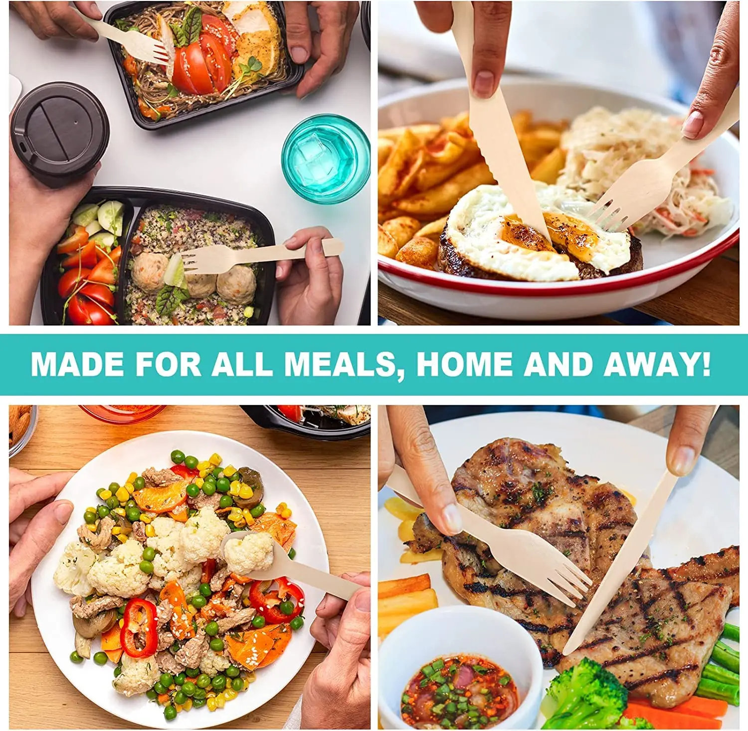 Restaurant Biodegradable Bulk Disposable Wooden Spoons Knives And Forks Eco-friendly Birch Wood Cutlery Set