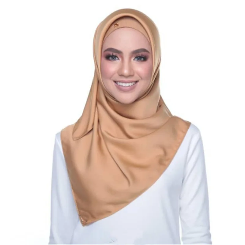 
Fashion Pure Color Crinkle Scraf Women Satin Turkish Hijab Prayer Shawl 