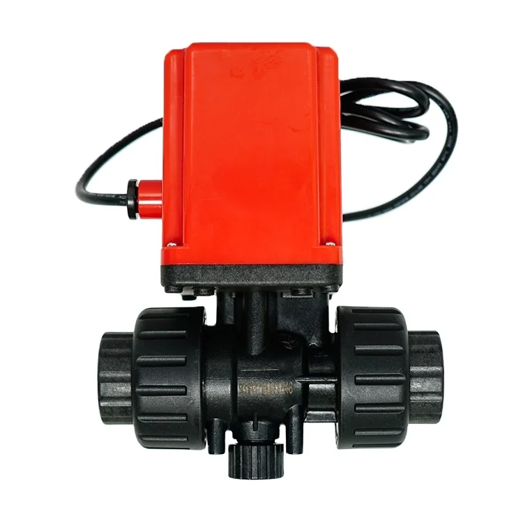 PPO Double True Union Electric Ball Valve 2 Ways Motorized Ball Valve For Chemicals Fluid/ Water Treatment