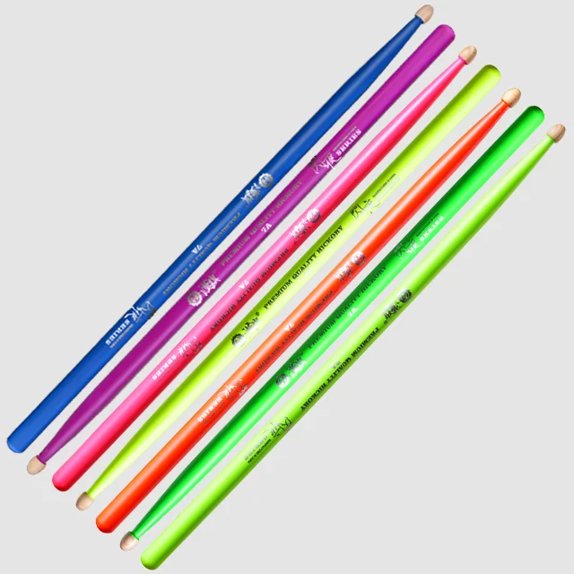 Custom Colorful Luminescence uv drumsticks 7A with wood tips Indoor entertainment product