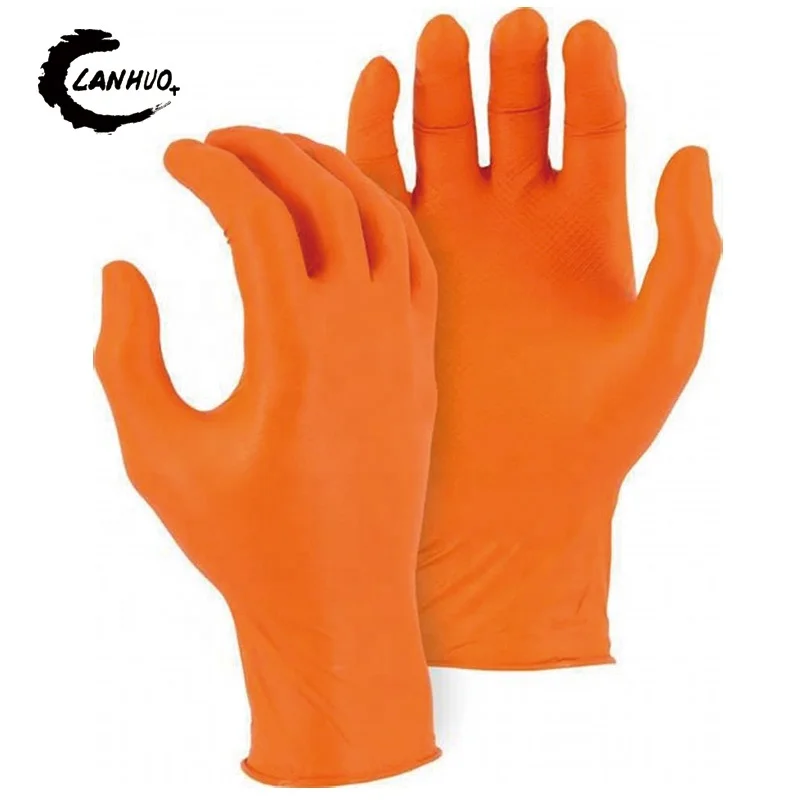 Automotive 6 mil pure nitrile diamond texture industrial mechanic heavy duty nitrile gloves mechanics diamond grip